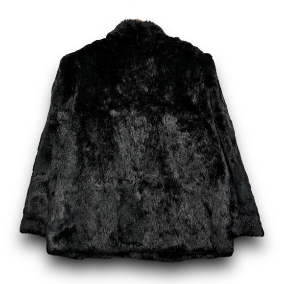Vintage 80s Womens Black Faux Mink Fur Coat Jacket Size Small EUC - Picture 3 of 6